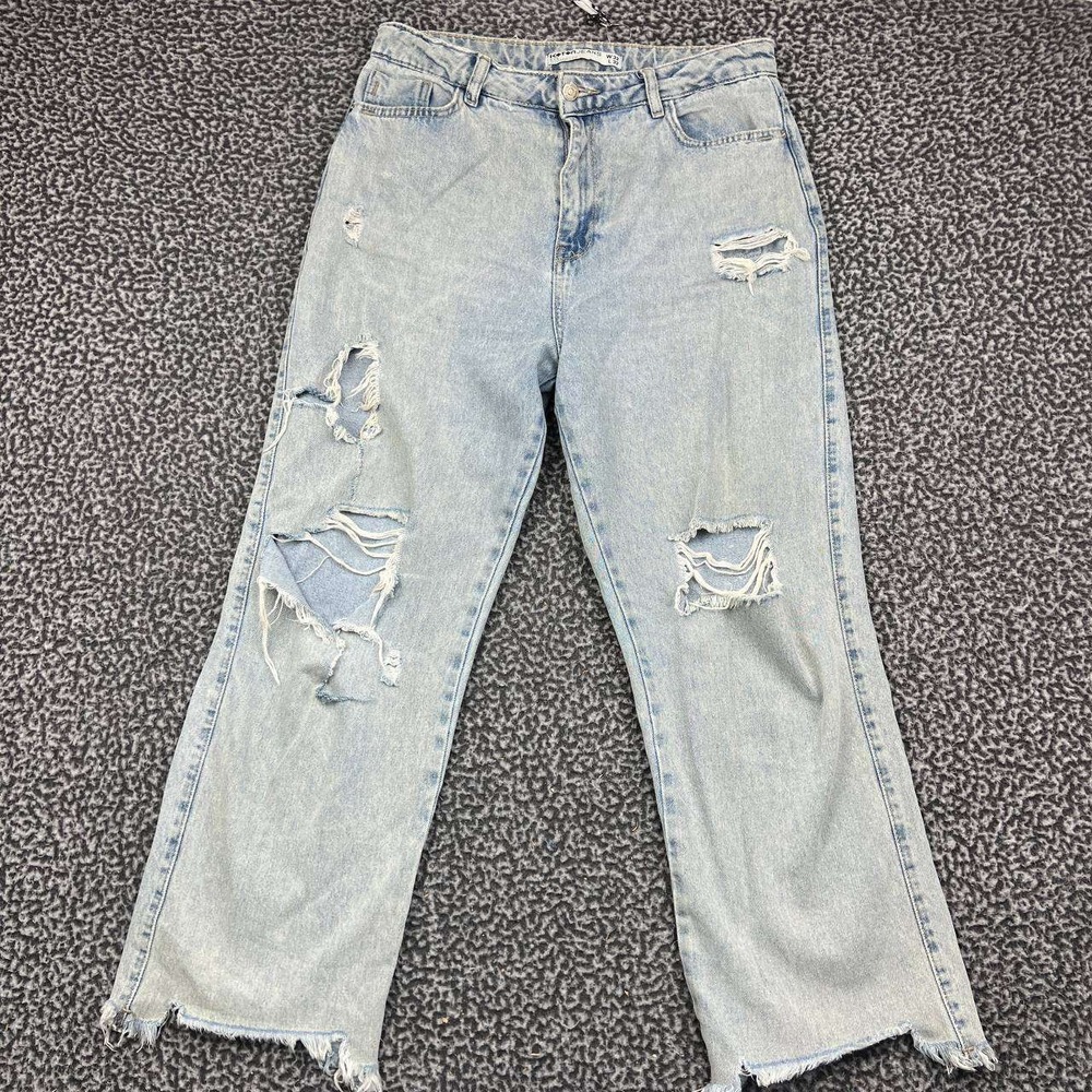 Koton Jeans Eve Jeans Men 32x28 Blue Straight Fit Distressed Light Wash Denim